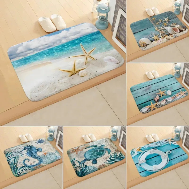Beach starfish absorbent floor mat