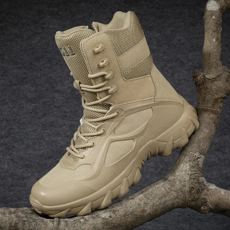 Men's High-Top Tactical Hiking Boots – Breathable Desert Work Shoes with Extended Sizing