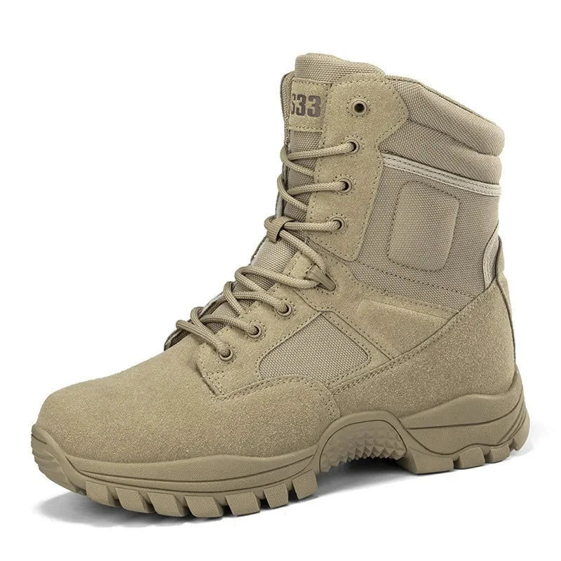 Men's High-Top Tactical Hiking Boots – Breathable Desert Work Shoes with Extended Sizing